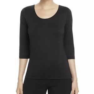BOSS Scoop-Neck Tee  Classic Black Top  Strech Size S